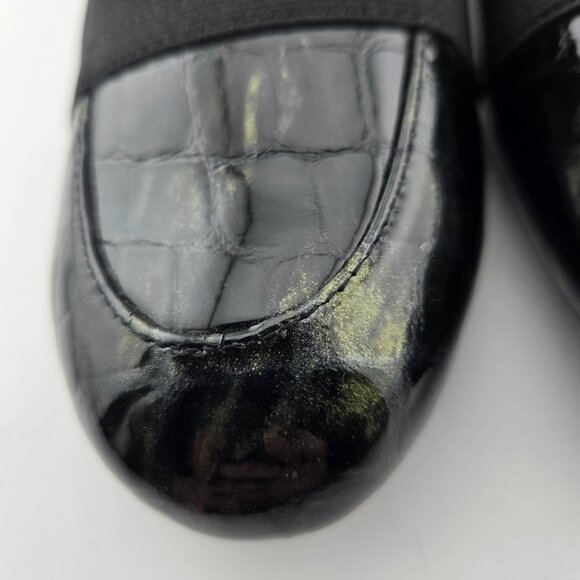 ✨ Ros Hommerson Erica Croc Patent Leather Wedge Loafers | Iridescent Black | Siz - Picture 6 of 14